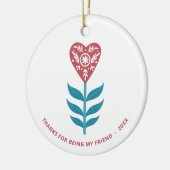 ハートパーソナライズされたの友情 セラミックオーナメント (左)