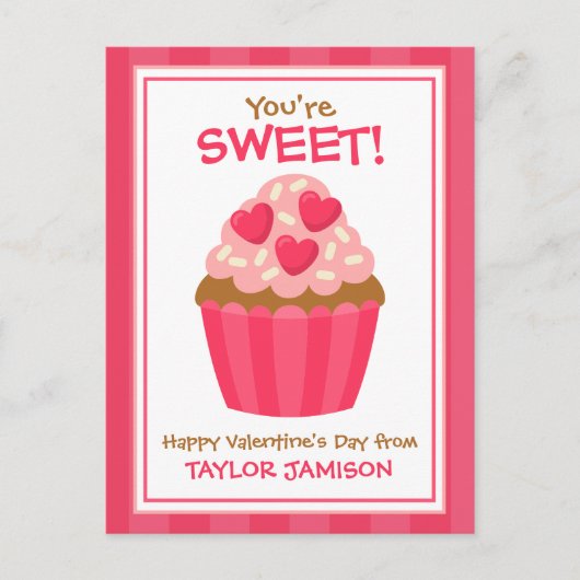 ハートパーソナライズされたカップケーキバレンタインデー ポストカード (正面)