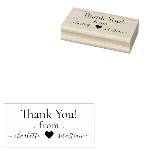 ハートパーソナライズされたサンキューエレガントスクロール文字 ラバースタンプ (押印)