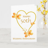 ハートパーソナライズされたデザイン50結婚周年 カード (黄色い花)
