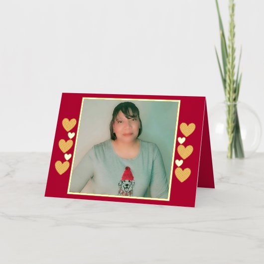 ハートパーソナライズされたフォト金箔折りカード 箔シーズンカード (正面)