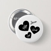 ハートパーソナライズされたブラック&ホワイト母 缶バッジ (正面&裏面)
