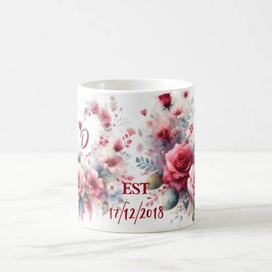 ハートパーソナライズされた付き記念日ギフト コーヒーマグカップ (中央)