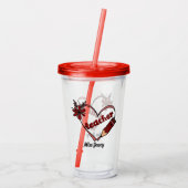 ハートパーソナライズされた先生バレンタインデー アクリルタンブラー (裏面)