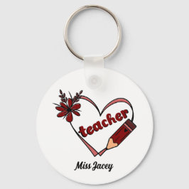 ハートパーソナライズされた先生バレンタインデー キーホルダー
