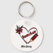 ハートパーソナライズされた先生バレンタインデー キーホルダー (裏面)