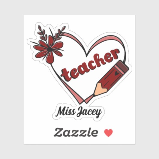 ハートパーソナライズされた先生バレンタインデー シール (シート)