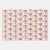 ハートパーソナライズされた写真、縦虹 ラッピングペーパーシート (正面3)
