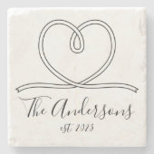 ハートパーソナライズされた列 ストーンコースター (正面)