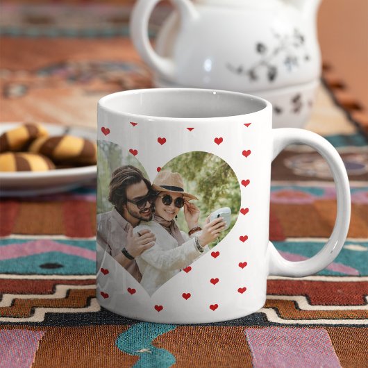 ハートパーソナライズされた型の写真名 コーヒーマグカップ