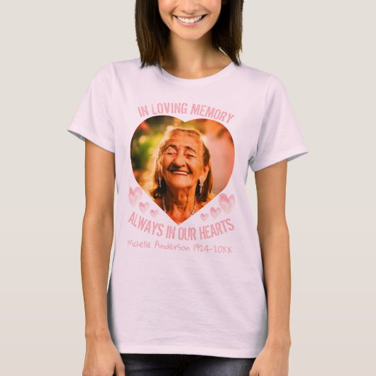 ハートパーソナライズされた形状写真および文字Tシャツ Tシャツ (正面)