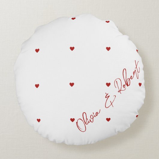 ハートパーソナライズされた枕 ラウンドクッション (裏面)