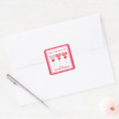 ハートパーソナライズされた棒つきキャンデーバレンタイン スクエアシール (封筒)