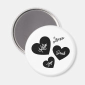 ハートパーソナライズされた母ブラック&ホワイト冷蔵庫 マグネット (正面/裏面)