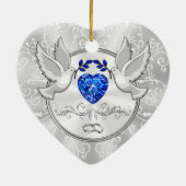 ハートパーソナライズされた、新婦および新郎オーナメント、 セラミックオーナメント (裏面)