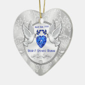 ハートパーソナライズされた、新婦および新郎オーナメント、 セラミックオーナメント (左)