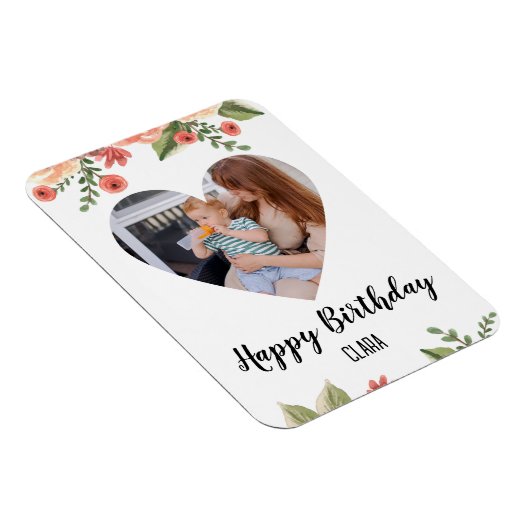 ハートパーソナライズされたPhoto Script誕生日磁石 マグネット (右側)