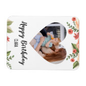 ハートパーソナライズされたPhoto Script誕生日磁石 マグネット (横)