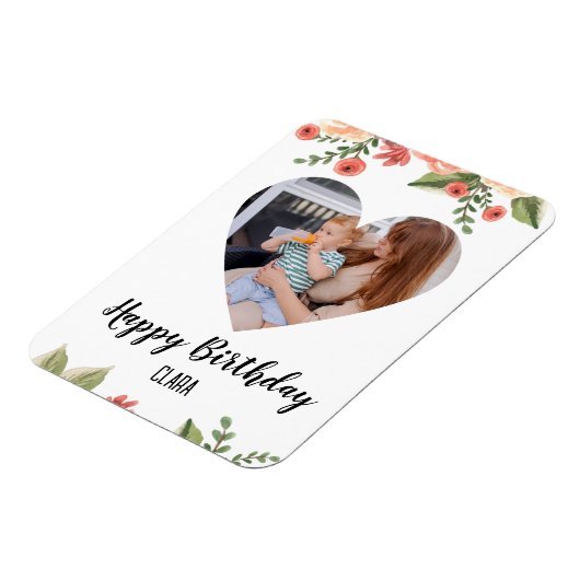 ハートパーソナライズされたPhoto Script誕生日磁石 マグネット (左側)