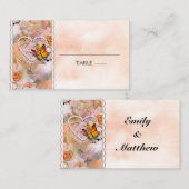 ハートパールオレンジバラフローラ蝶 プレイスカード (正面/裏面)