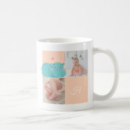 ハートヒッポ・アルファベットモノグラムかわいい赤ちゃんシャワー コーヒーマグカップ