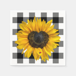 ハートヒマワラディバグ水牛のプレイド スタンダードカクテルナプキン