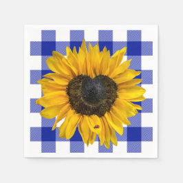 ハートヒマワラディバグ水牛のプレイド スタンダードカクテルナプキン