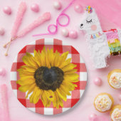 ハートヒマワラディバグ水牛のプレイド ペーパープレート (パーティー)