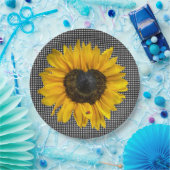 ハートヒマワリとテンジブオンギンガム ペーパープレート (パーティー)