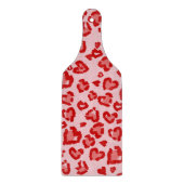 ハートヒョウ柄イン赤オン赤面 カッティングボード (正面)