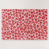 ハートヒョウ柄イン赤オン赤面 ジグソーパズル (横)