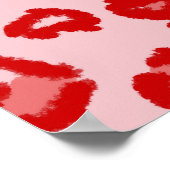 ハートヒョウ柄イン赤オン赤面 ポスター (角)