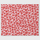 ハートヒョウ柄イン赤オン赤面 ラッピングペーパー (フラット)
