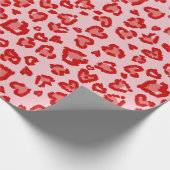 ハートヒョウ柄イン赤オン赤面 ラッピングペーパー (角)