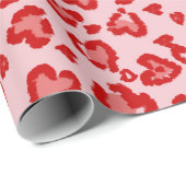 ハートヒョウ柄イン赤オン赤面 ラッピングペーパー (ロールコーナー)