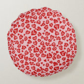 ハートヒョウ柄オン赤面 ラウンドクッション (裏面)