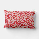 ハートヒョウ柄オン赤面 ランバークッション (裏面)