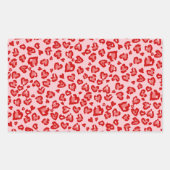ハートヒョウ柄オン赤面 長方形シール (正面)