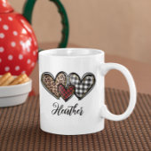 ハートヒョウ格子柄バレンタインデーパーソナライズされた コーヒーマグカップ