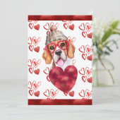 ハートビーグル犬の恋人バレンタインギフト シーズンカード (スタンド正面)