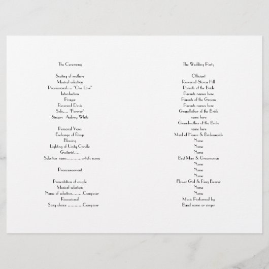 ハートビーチ結婚式式プログラム (裏面)