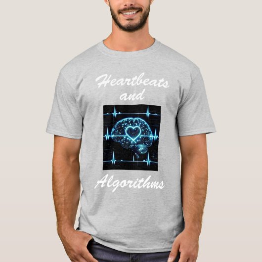 「ハートビートとアルゴリズム」未来的な愛 Tシャツ (正面)