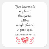 ハートビートの高速化 |ロマンチックな聖書の聖句引用文 スクエアシール (正面)