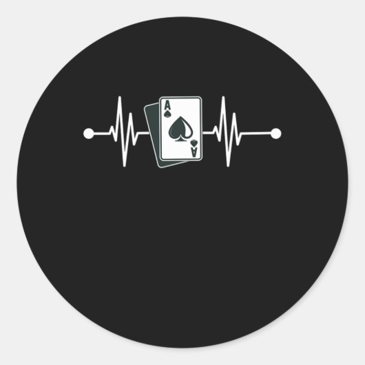ハートビートエーススペードカードカジノプレーヤートランプのポーカーゲーム ラウンドシール (正面)