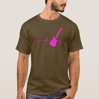 ハートビートギタリスト女の子ギターラバーギタープレイ Tシャツ
