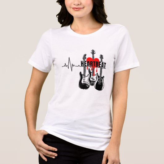 ハートビートギターデザイン トライブレンドＴシャツ (正面)