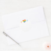 ハートビートゲイLGBTQハートビートラブルプライドレズビアン ラウンドシール (封筒)