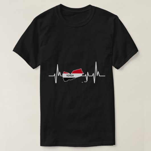 ハートビートデザインイエメン国旗Yemen Tシャツ (デザイン正面)