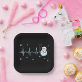 ハートビートナース雪だるまクリスマス ペーパープレート (パーティー)