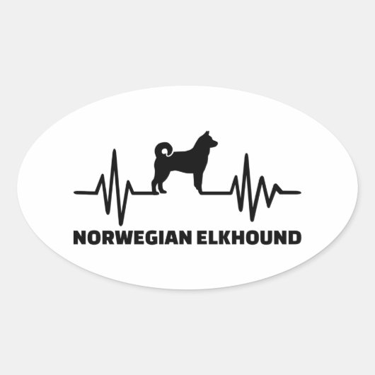 ハートビートノルウェーエルクハウンド 楕円形シール (正面)